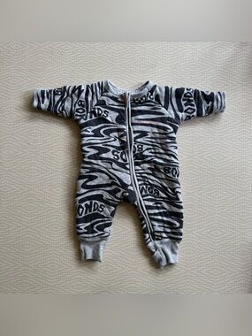 Bonds Black & Grey Zebra-Print Baby One-Piece